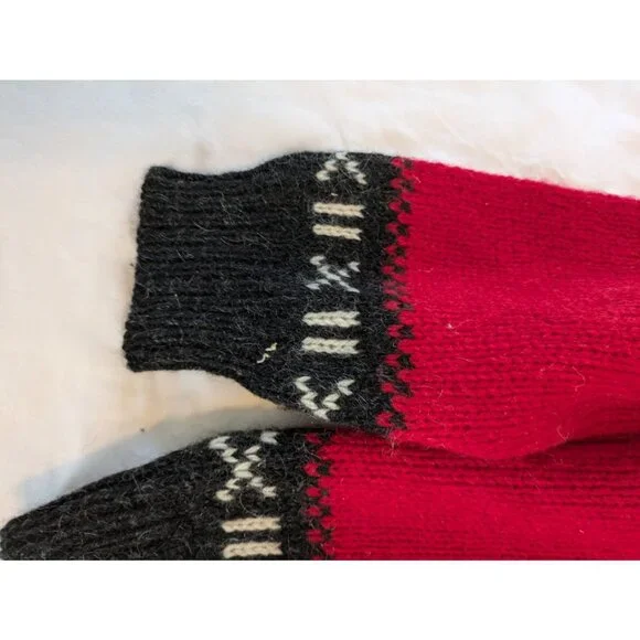 Vintage Woolrich Sweater Men's Sz XL Fair Isle Red & Gray Wool Pullover 80s, 90s